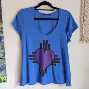 Wildfox Cherokee Heart Blue Tee Short Sleeve T-Shirt Size Medium